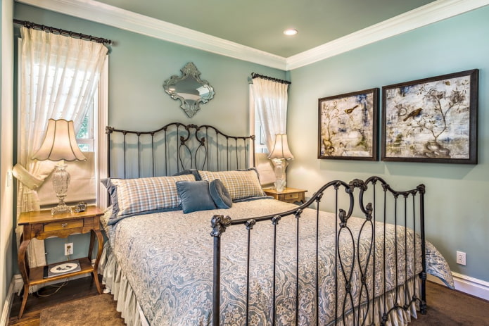 bed with black forging