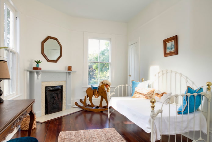 forged children's bed in the interior