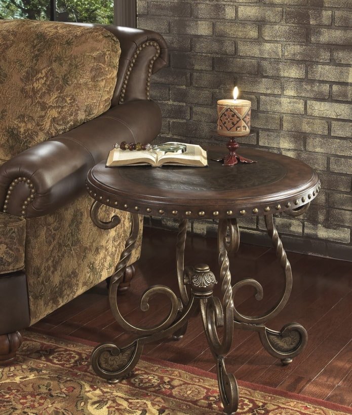 forged coffee table in the interior