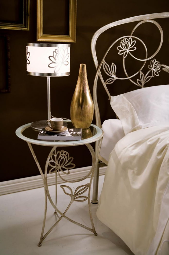 forged bedside table in the interior