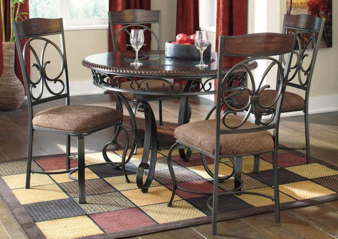 forged dining table in the interior