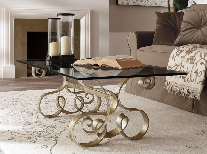 wrought iron coffee table in the interior
