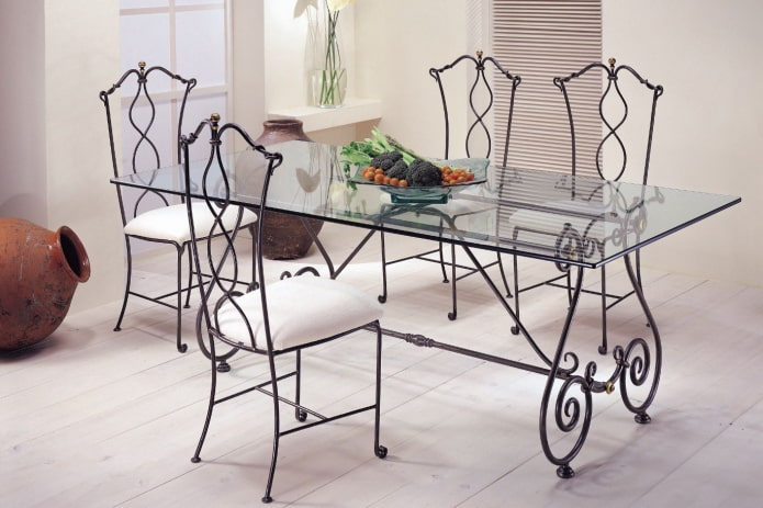 forged dining table in the kitchen