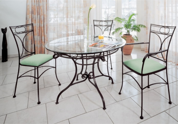 forged dining table in the kitchen