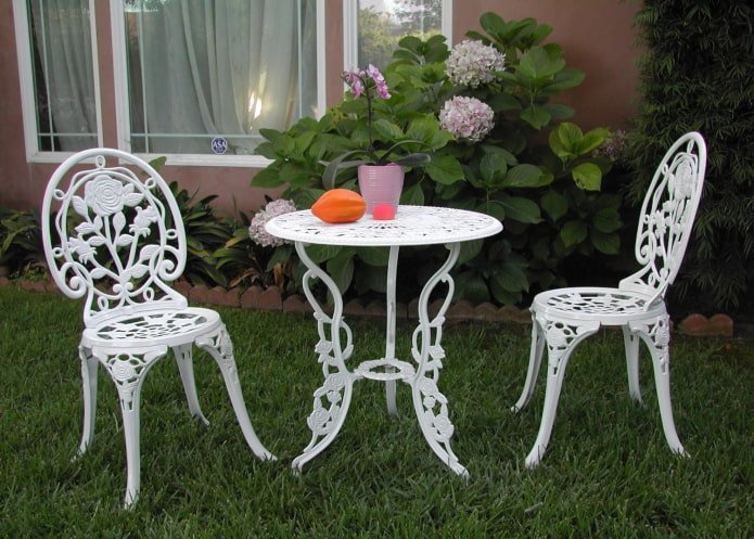 forged openwork table in the exterior