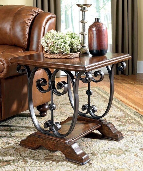 table with a wooden tabletop