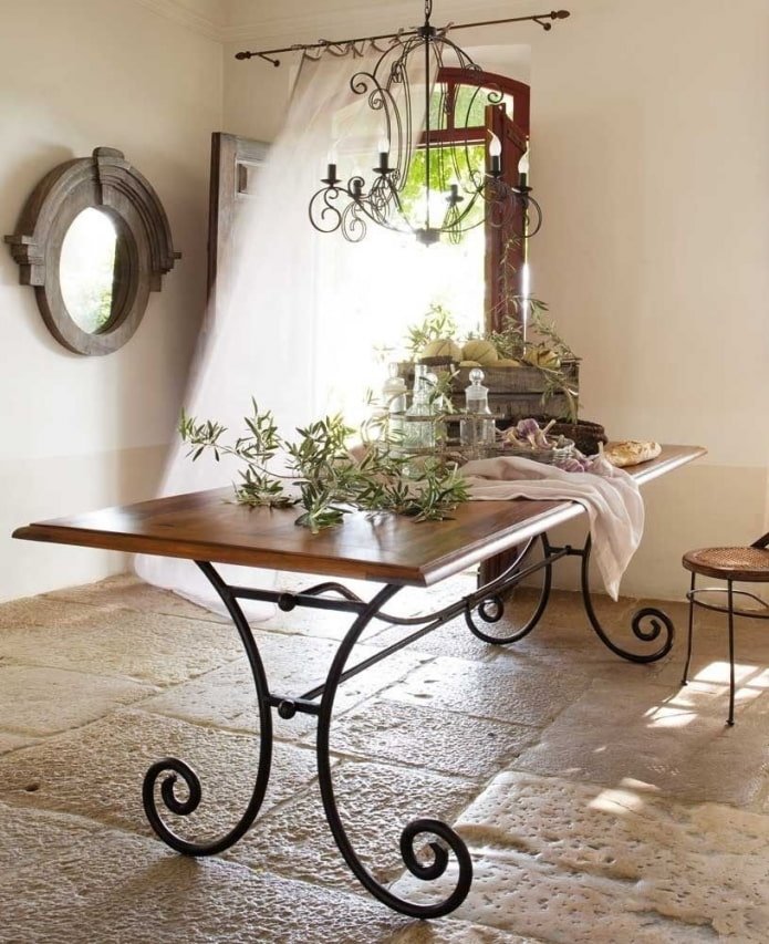 table with a wooden tabletop