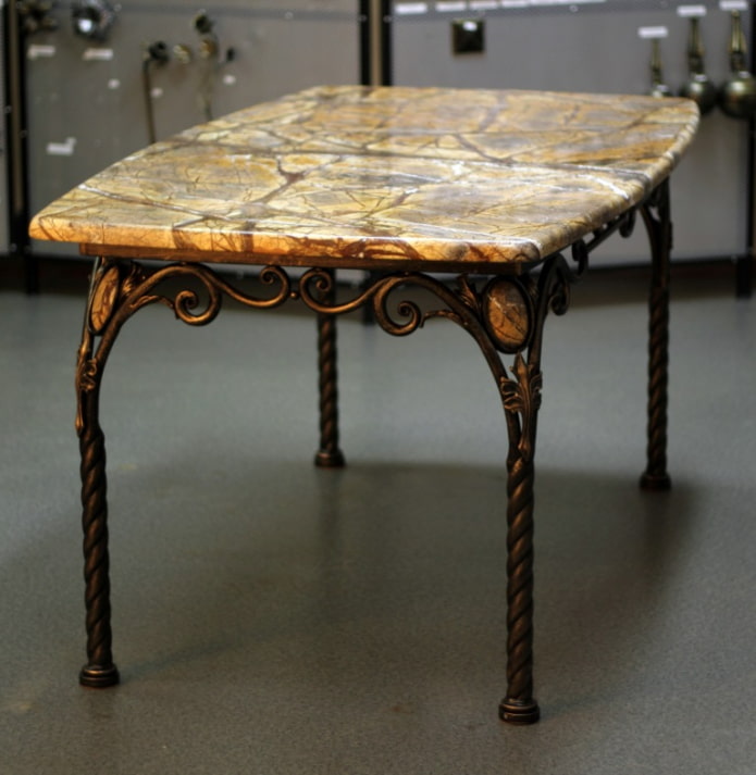table with stone tabletop