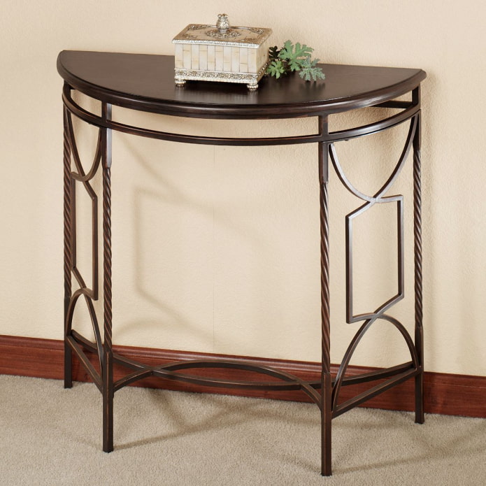 forged semicircular table in the interior