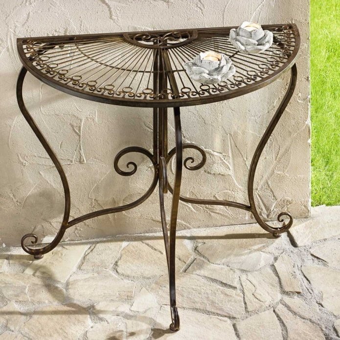 forged semicircular table in the interior