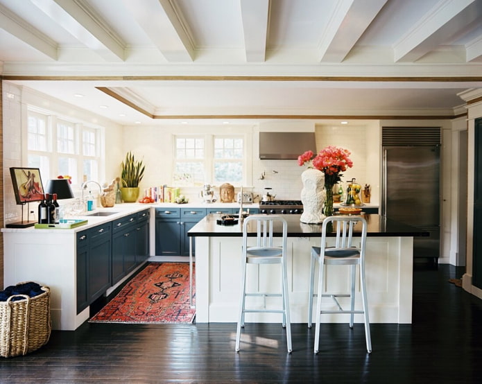 kitchen with island carpet