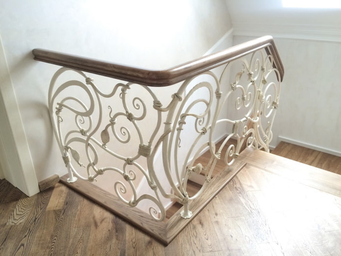 white forged railings