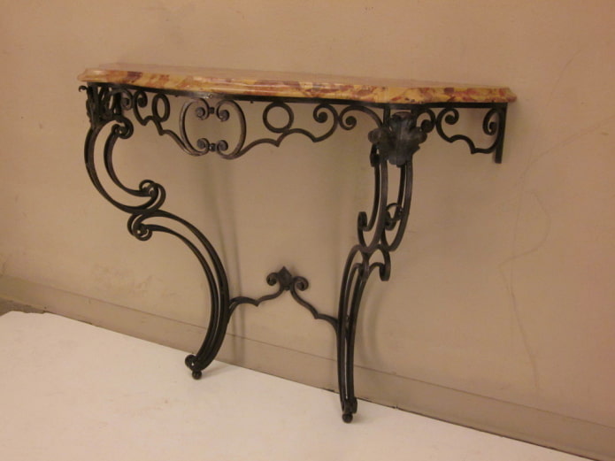 stone tabletop on a forged leg