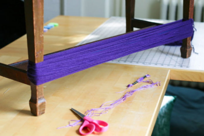 Yarn on table legs