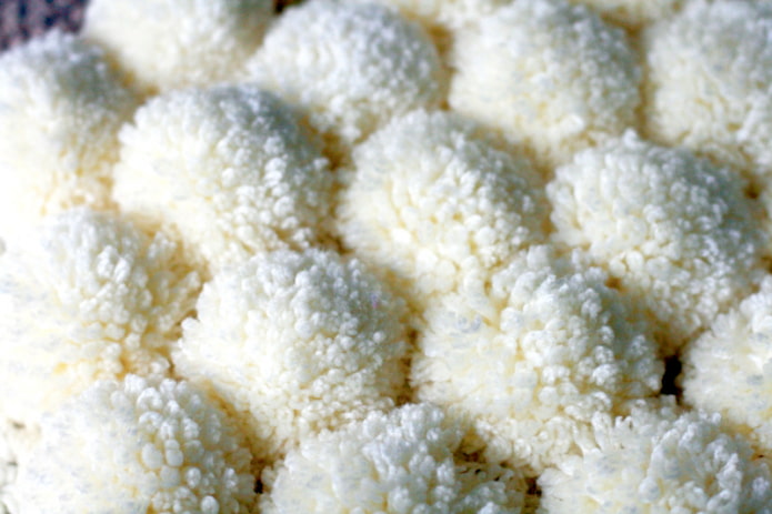 Sewing on pom-poms