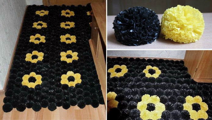 A rug made of bags