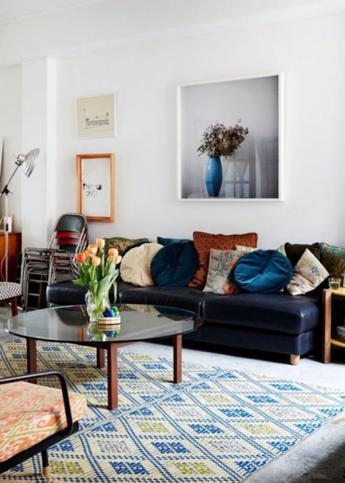 bright carpet in the living room
