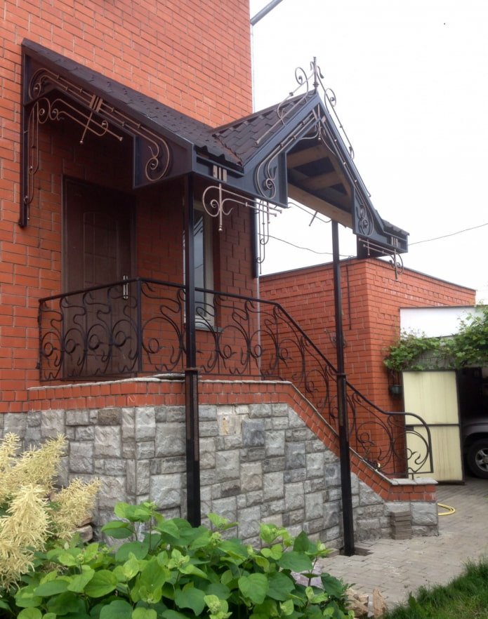 single-pitched canopy above the porch