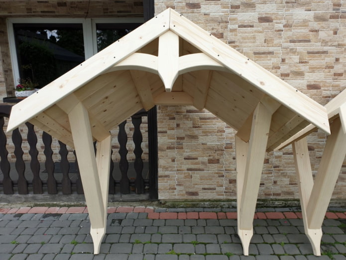 wooden canopy over the door
