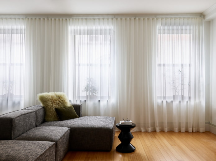 Tulle for three windows