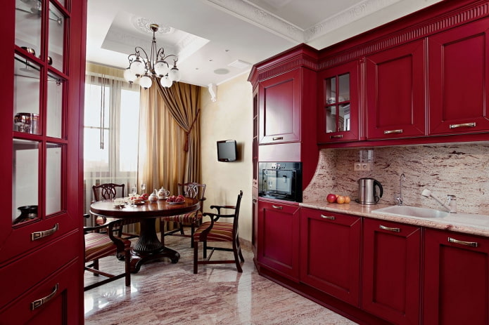 kitchen interior in red tones