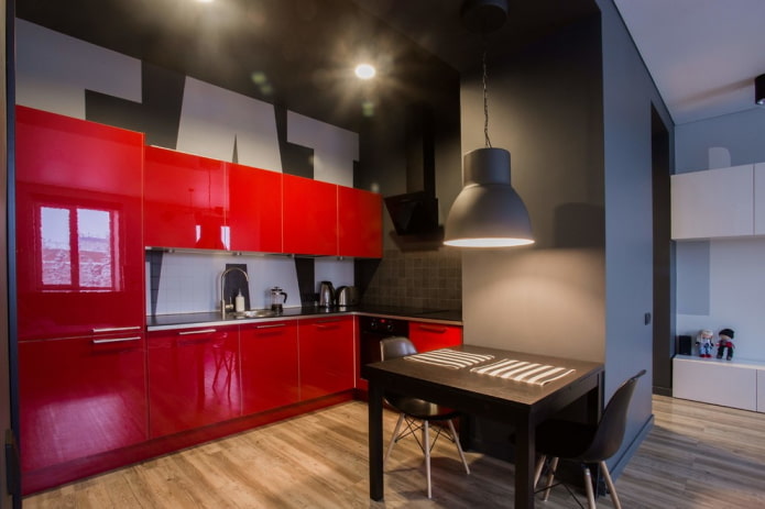 kitchen decor in red tones