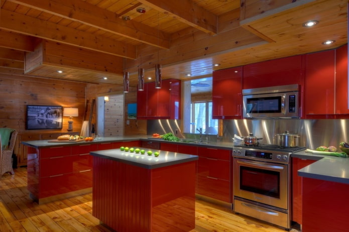 kitchen decoration in red tones