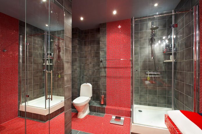 red and gray bathroom