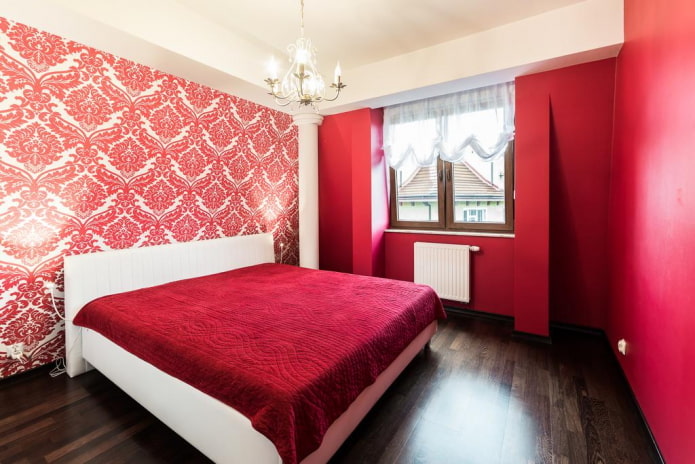 red and white wallpaper with monograms