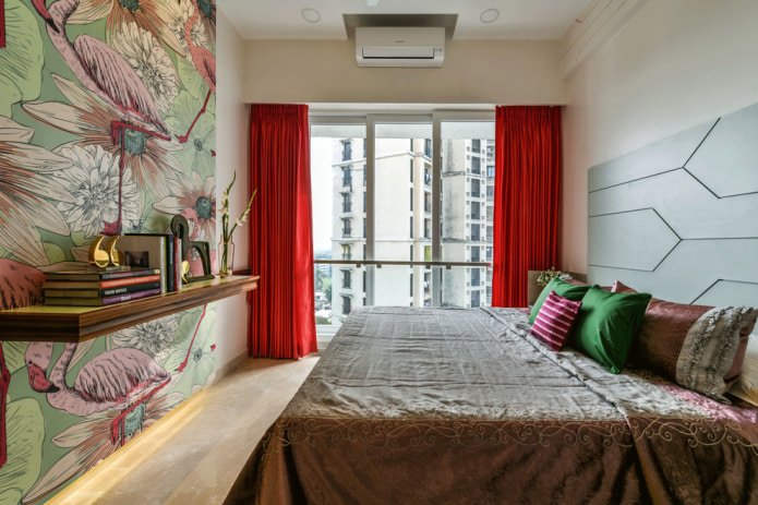 red curtains in the bedroom