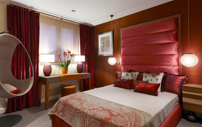 red curtains