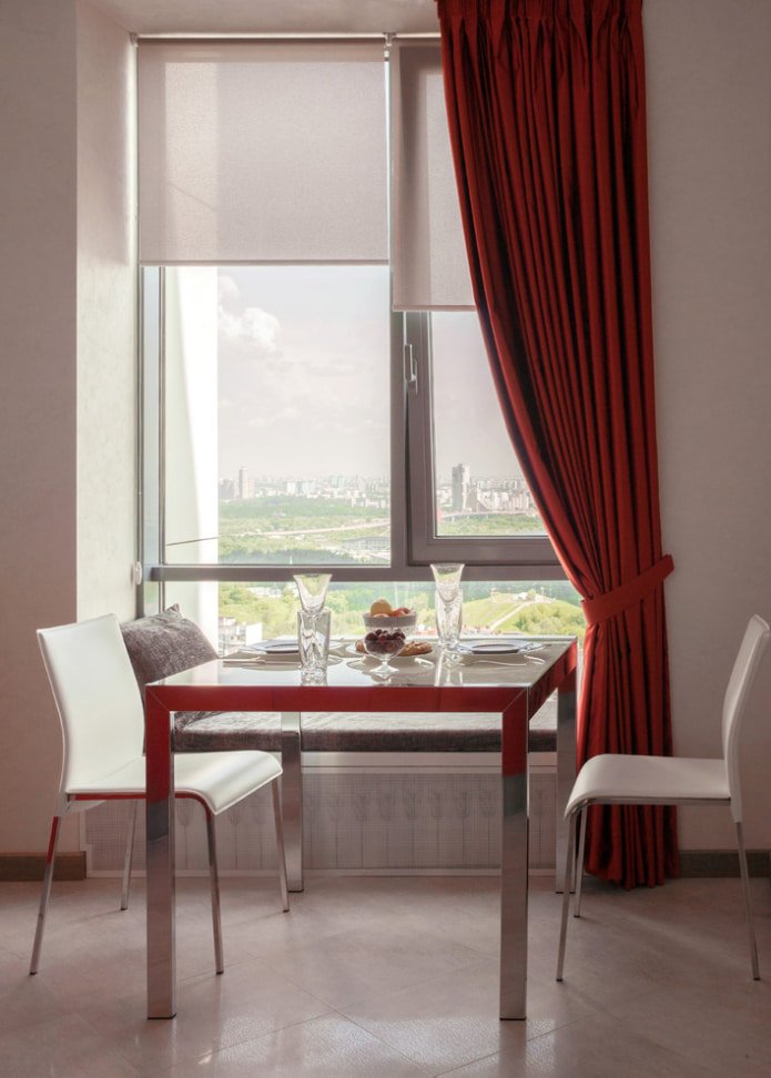 roller blind and curtain