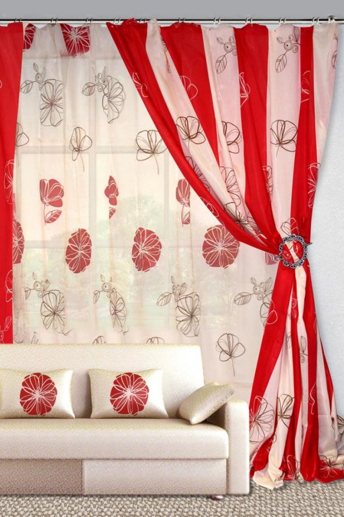 Red and white curtain