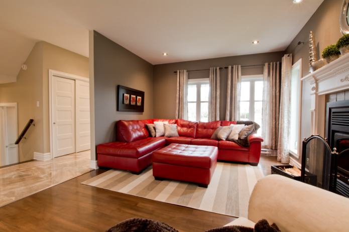 leather corner sofa with ottoman