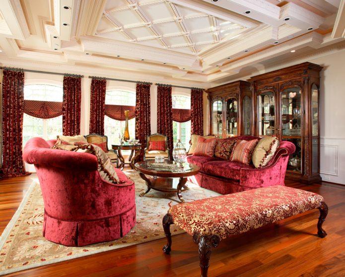 red and gold curtains