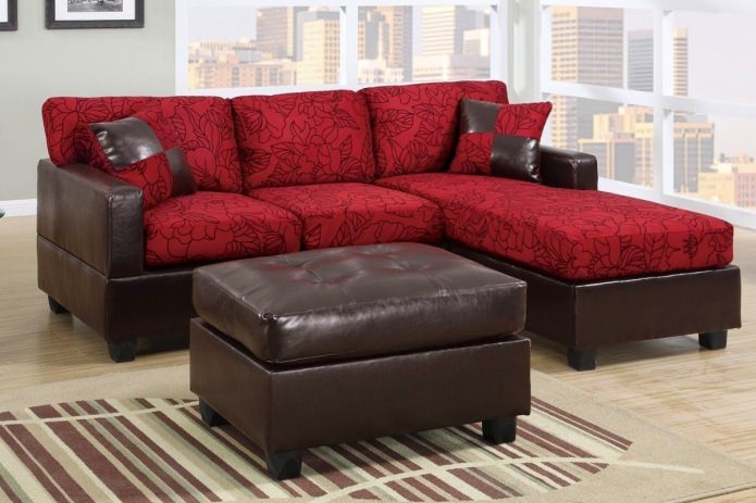 Red and brown sofa