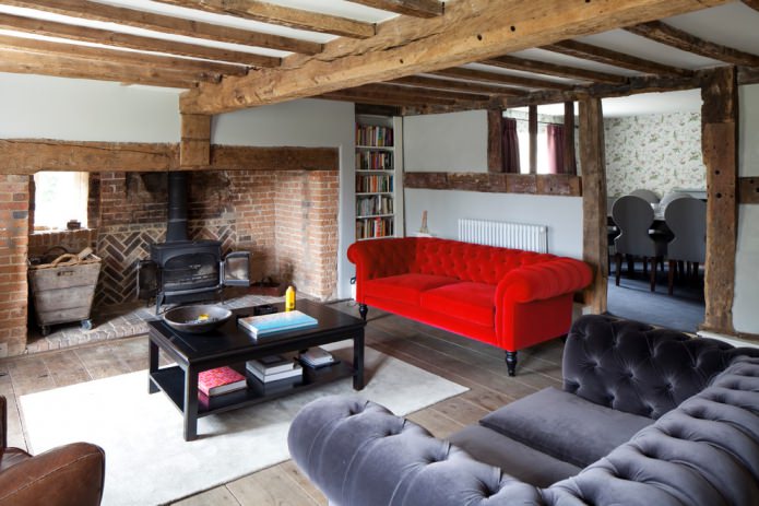 velvet sofa in chesterfield style