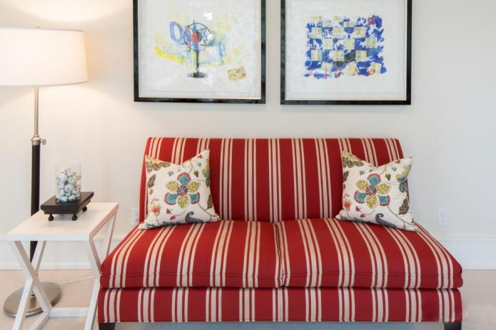 striped sofa