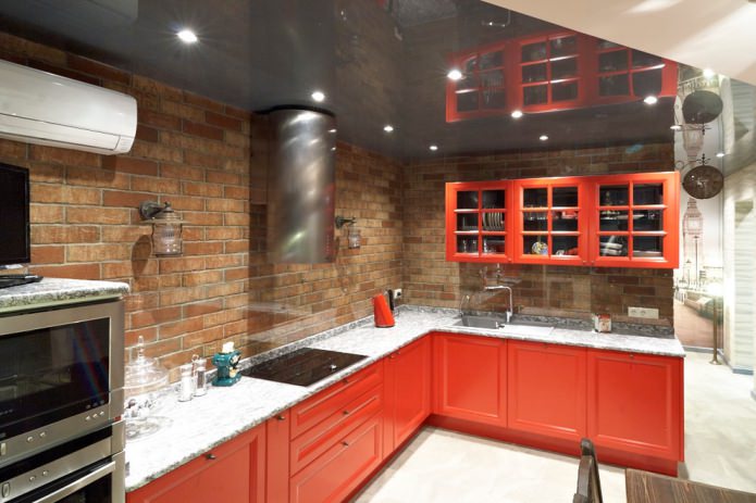 kitchen apron made of red brick