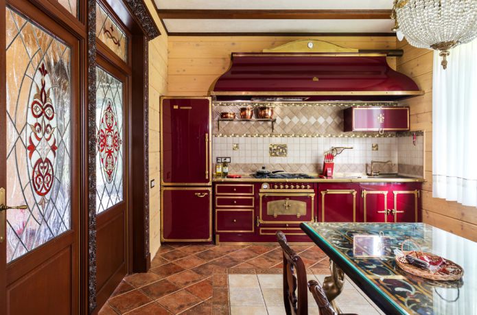 Classic red kitchen set