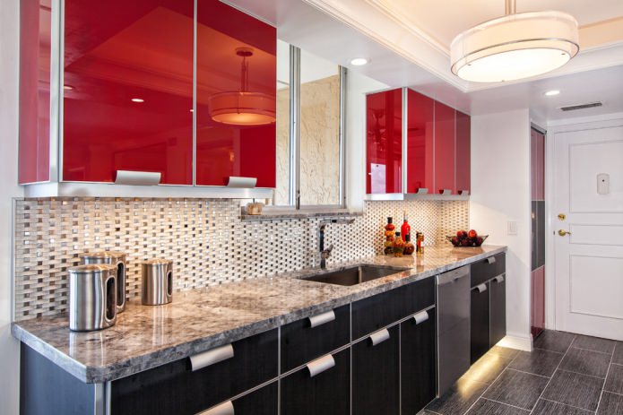 Red and black kitchen set