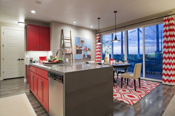 Long curtains in the kitchen