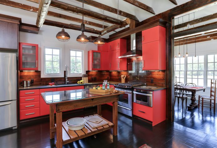 corner kitchen in loft style