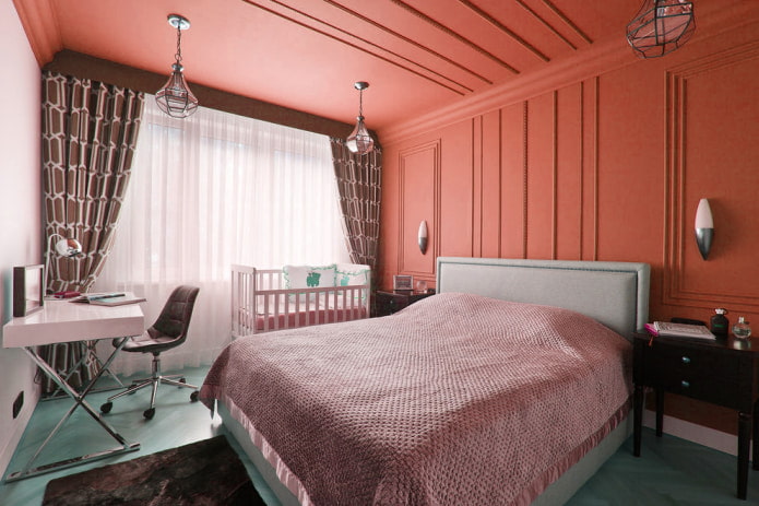 ceiling painted to match accent wall