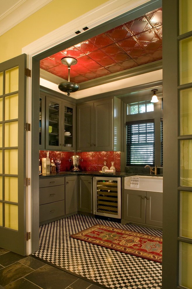 glossy tile in the kitchen interior