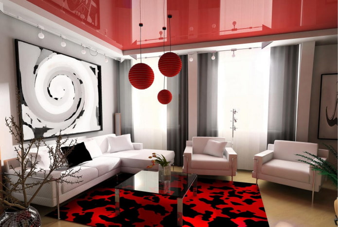 stylish living room with a two-level ceiling