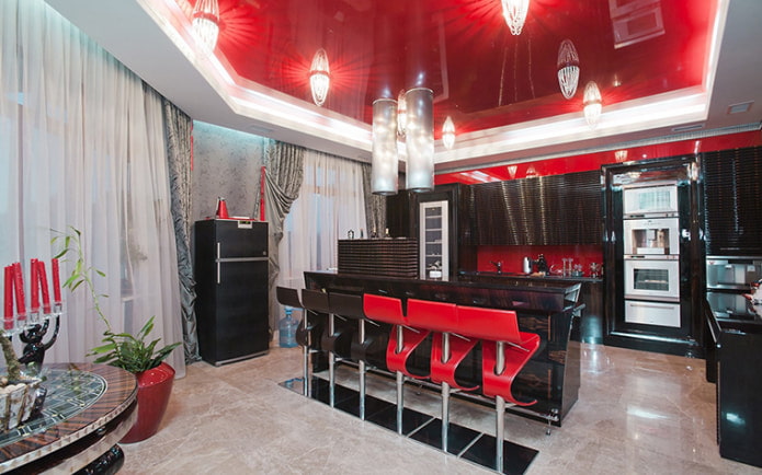 kitchen with a bar counter