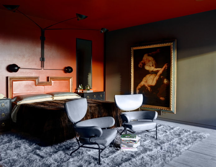 bedroom in a modern fusion style