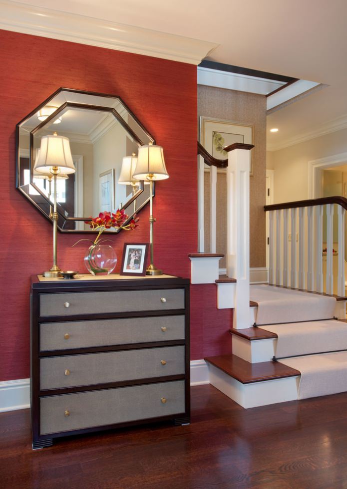 hallway in red tones