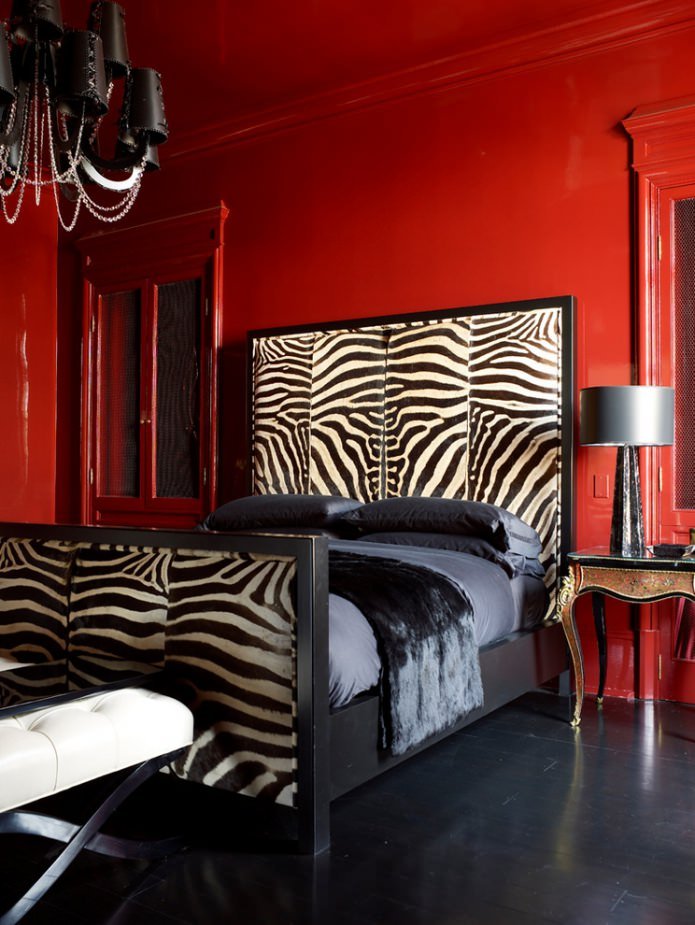 black and red bedroom